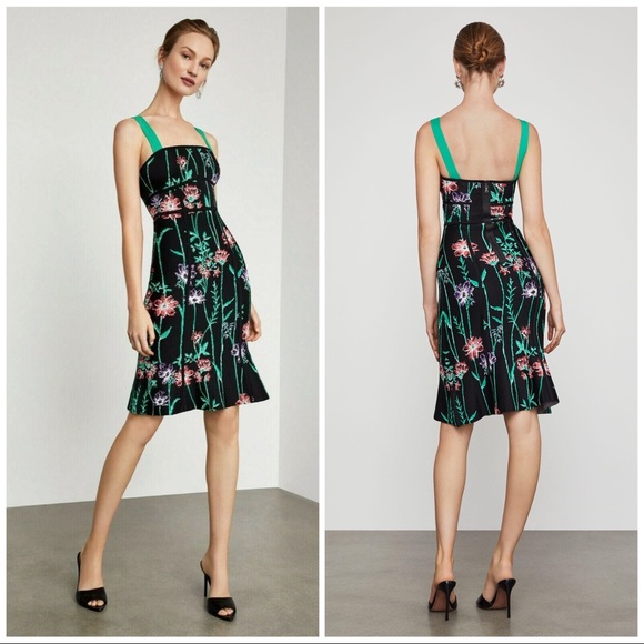 bcbg strappy floral bodycon dress